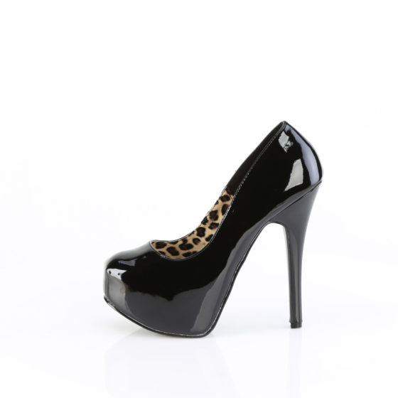 Bordello Teeze-06 Black Patent High Heel Platform Court Shoes