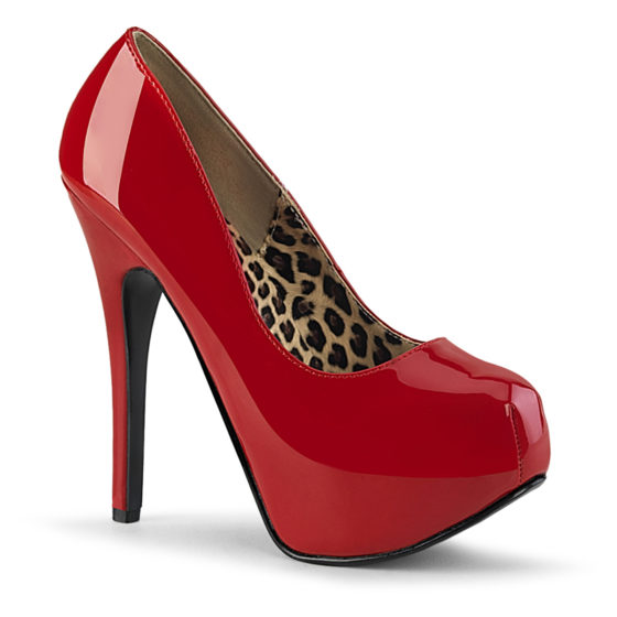 Bordello Teeze-06 Red Patent High Heel Platform Court Shoes