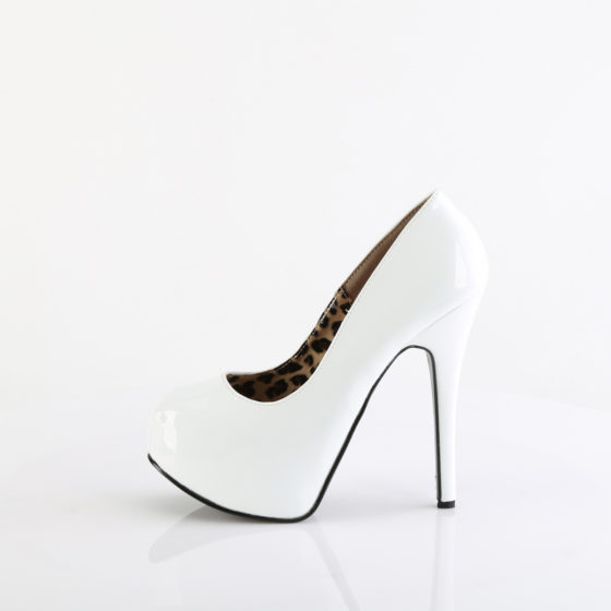 Bordello Teeze-06 White Patent High Heel Platform Court Shoes