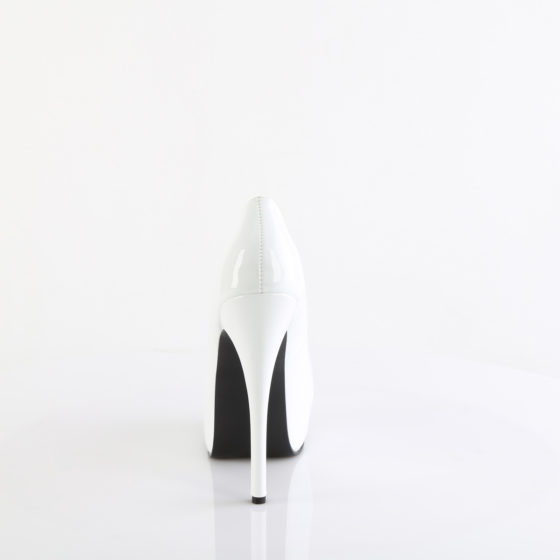 Bordello Teeze-06 White Patent High Heel Platform Court Shoes