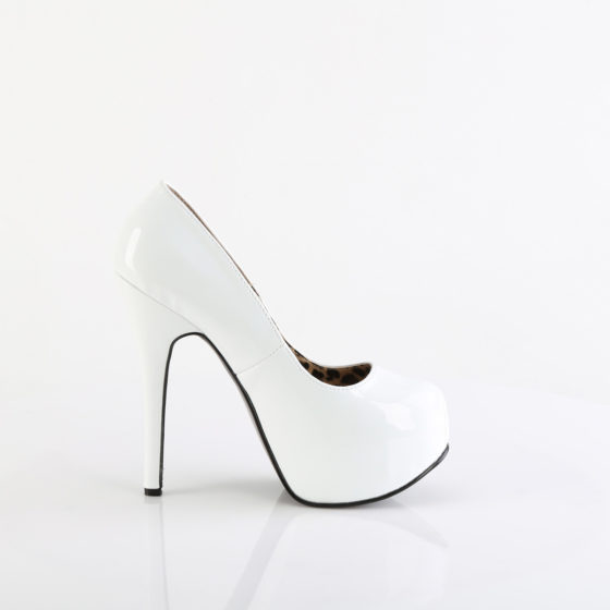 Bordello Teeze-06 White Patent High Heel Platform Court Shoes